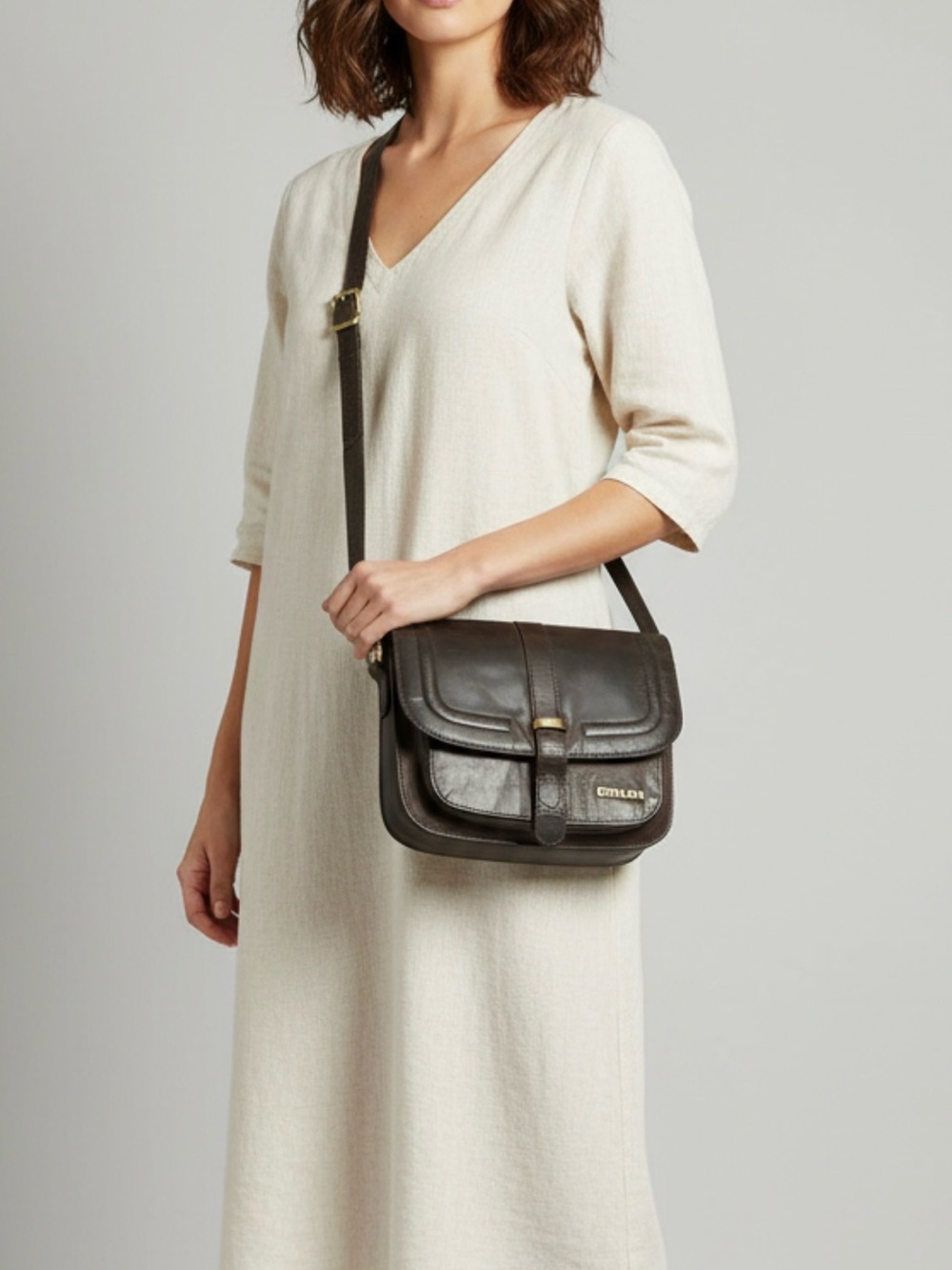 Estalon Brown 💯% Genuine Leather Crossbody Bag